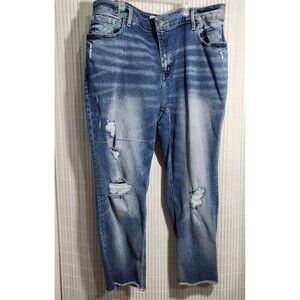 Lane Bryant Jeans Size 20 Straight High Rise Stretch  Distressed B5